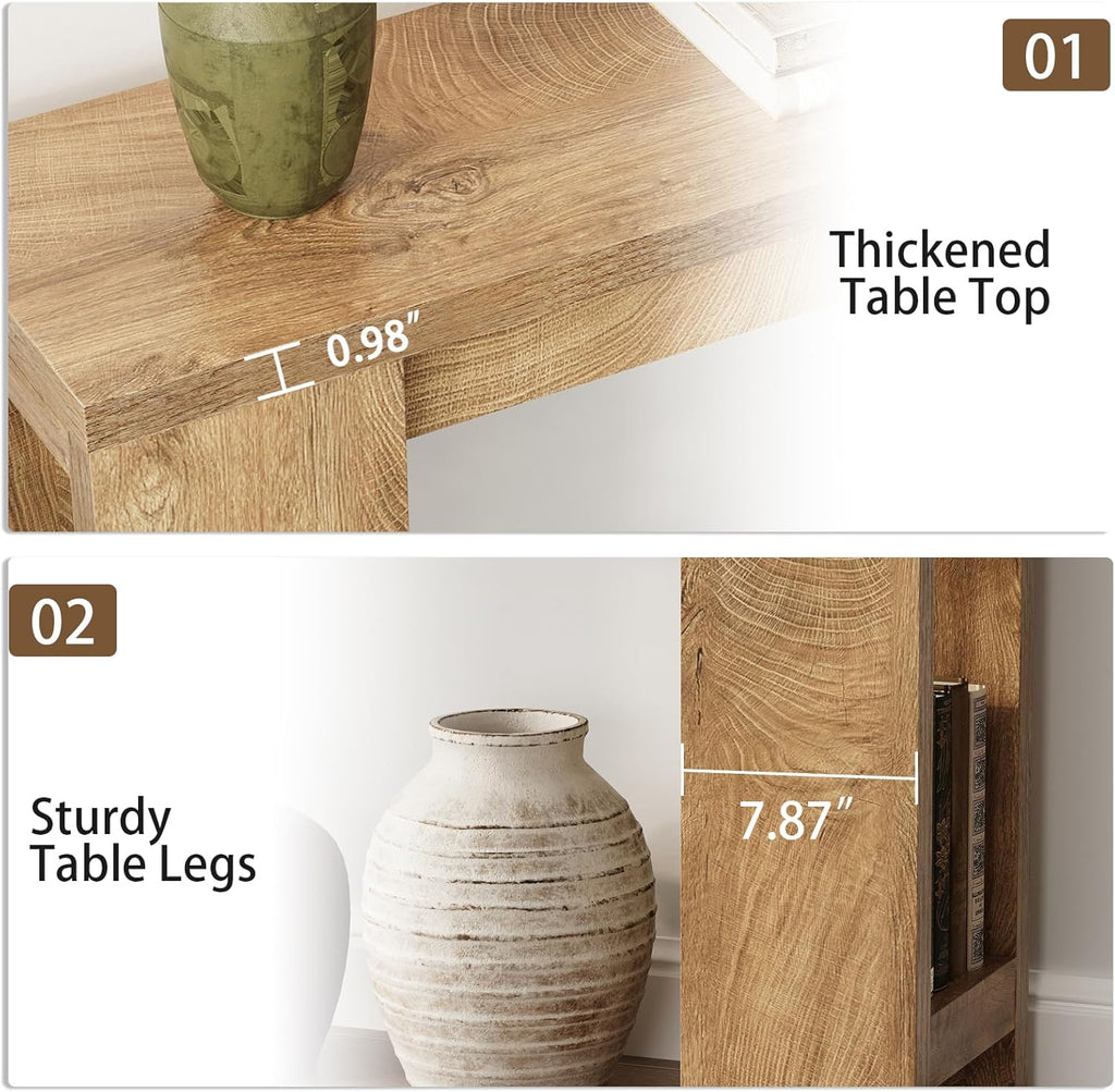 Tohomeor Entryway Console Table, Farmhouse Narrow Sofa Table Behind Couch, Wood Rectangular Accent Table for Living Room Hallway Entrance Foyer, Rustic Wood Grain