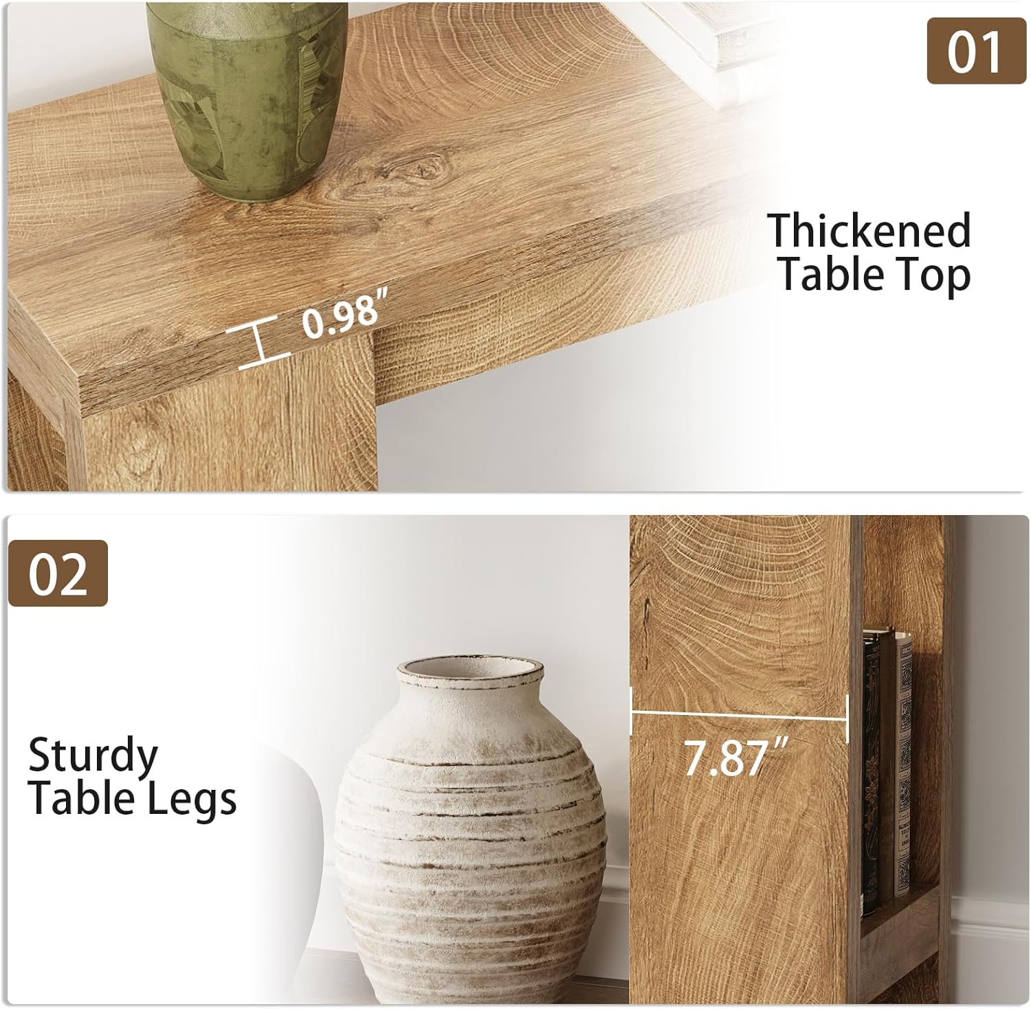 Tohomeor Entryway Console Table, Farmhouse Narrow Sofa Table Behind Couch, Wood Rectangular Accent Table for Living Room Hallway Entrance Foyer, Rustic Wood Grain