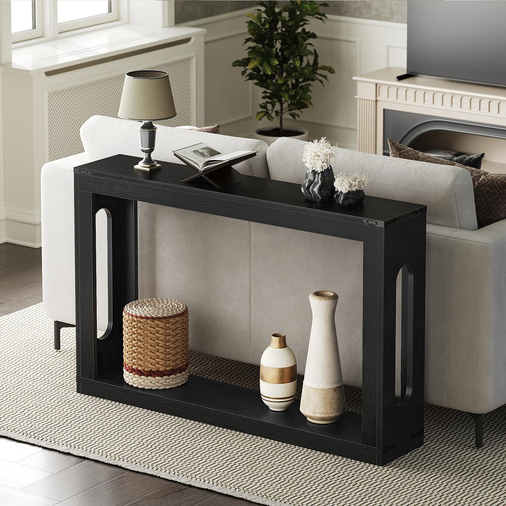 YATINEY Farmhouse Console Table, 47.2 Inches Wooden Sofa Table, Behind Couch Table with Storage, Industrial Hallway Accent Table for Living Room, Entryway, Hallway, Rustic Brown CT24BR