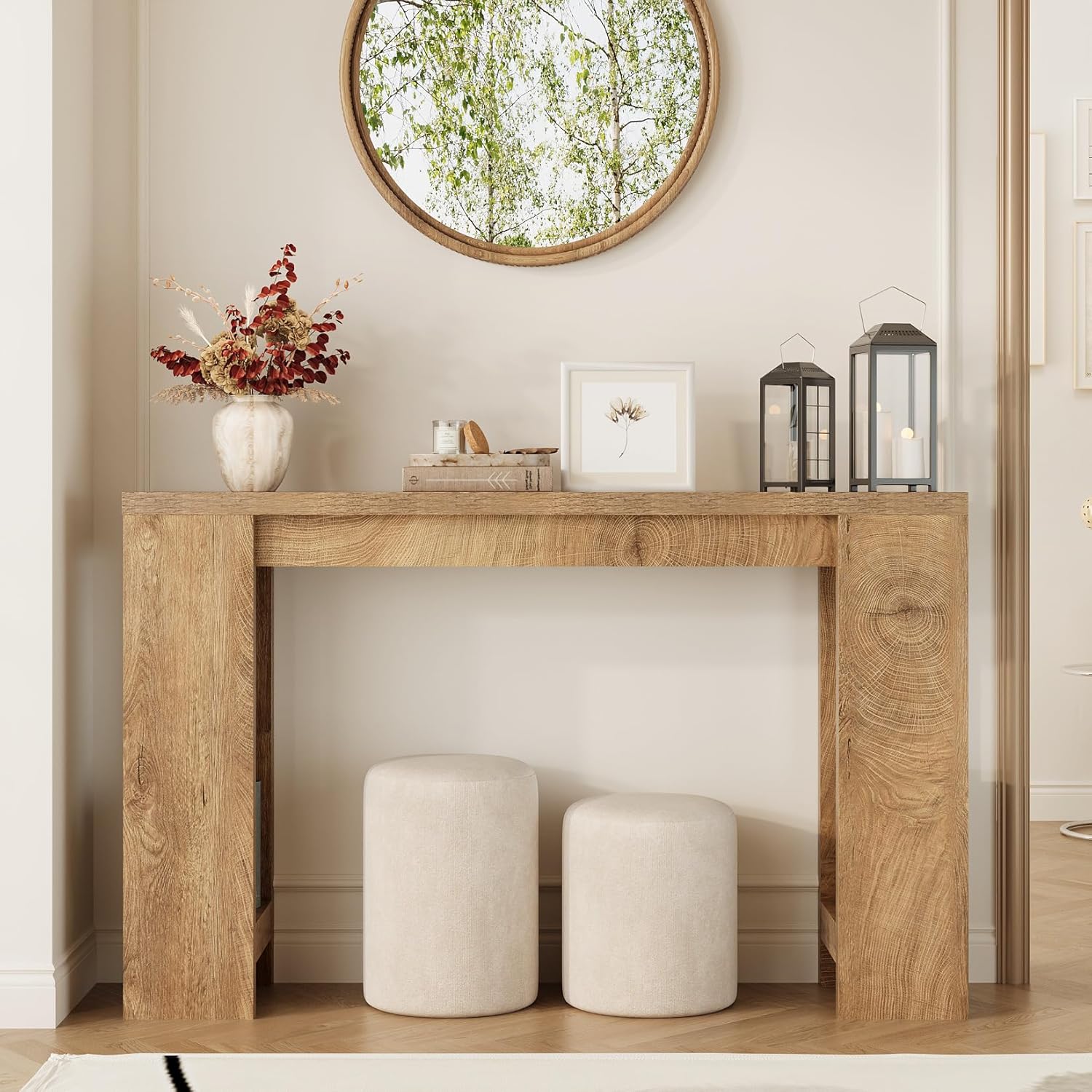 Tohomeor Entryway Console Table, Farmhouse Narrow Sofa Table Behind Couch, Wood Rectangular Accent Table for Living Room Hallway Entrance Foyer, Rustic Wood Grain