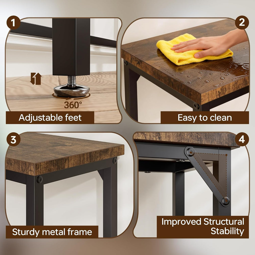 Narrow Console Table for Entryway with One-Piece Desktop (No Splicing), Slim Sofa Table Behind Couch, Thin Hallway Table for Small Spaces, Living Room Bedroom Office, Brown