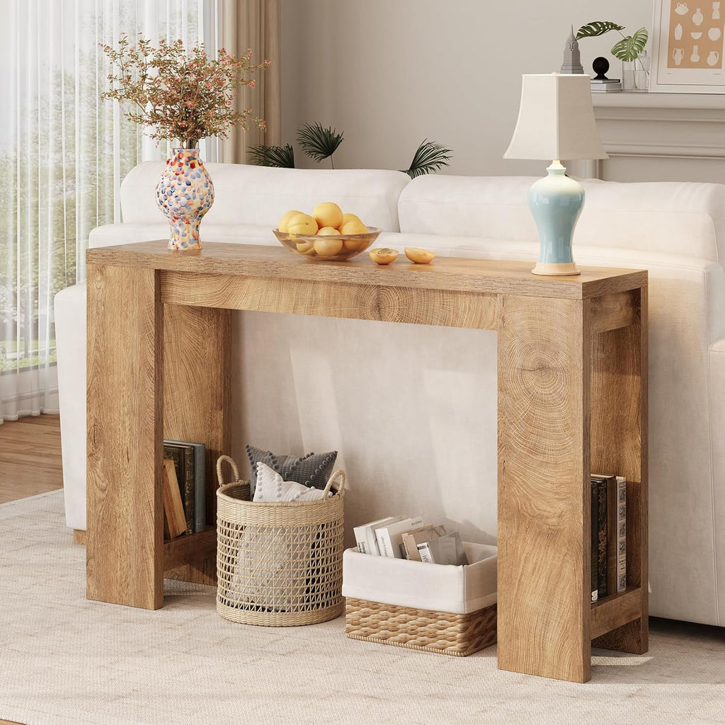 Tohomeor Entryway Console Table, Farmhouse Narrow Sofa Table Behind Couch, Wood Rectangular Accent Table for Living Room Hallway Entrance Foyer, Rustic Wood Grain