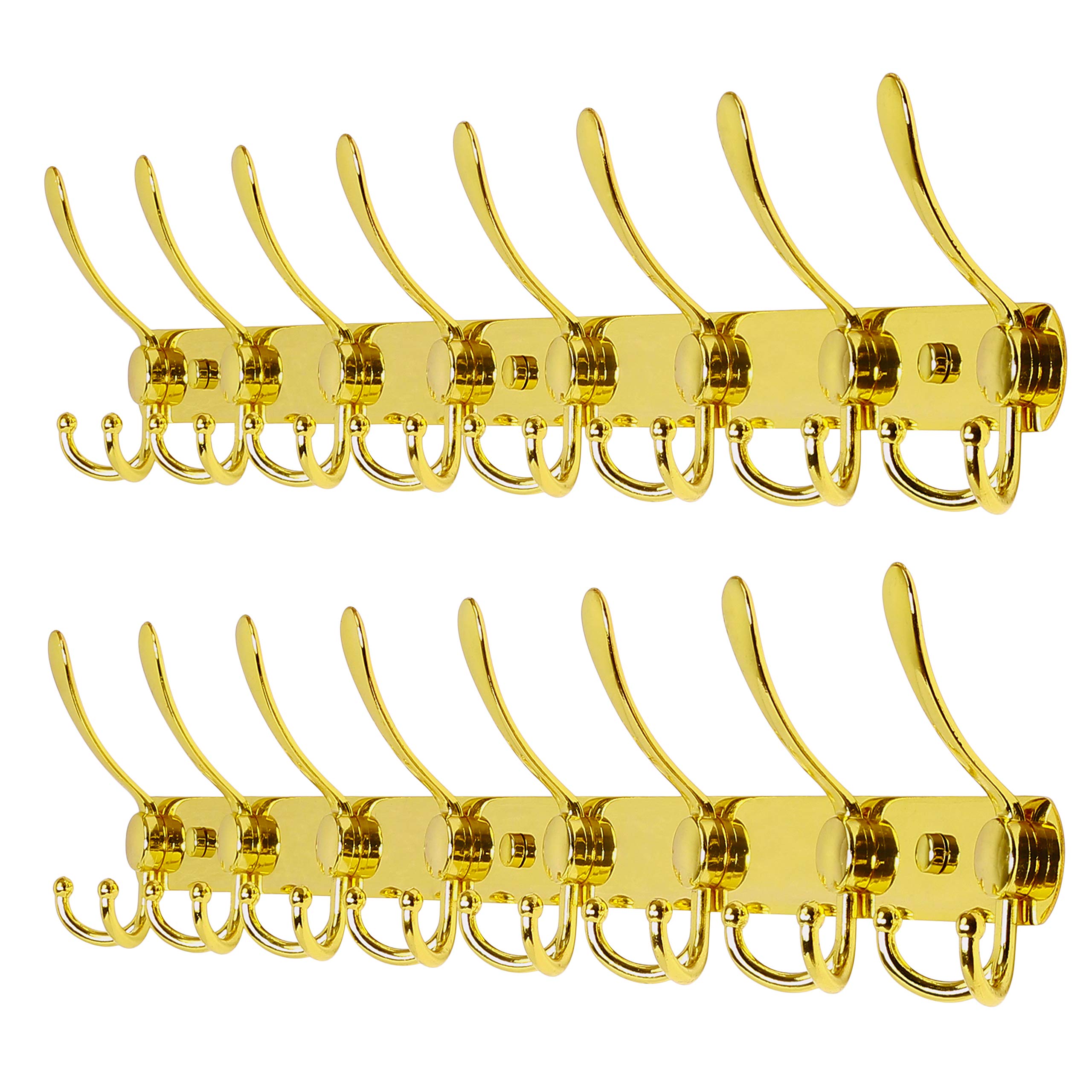 Dseap Coat Rack Wall Mounted - 5 Tri Hooks, Heavy Duty, Stainless Steel, Metal Coat Hook Rail for Coat Hat Towel Purse Robes Mudroom Bathroom Entryway (Black, 2 Packs)