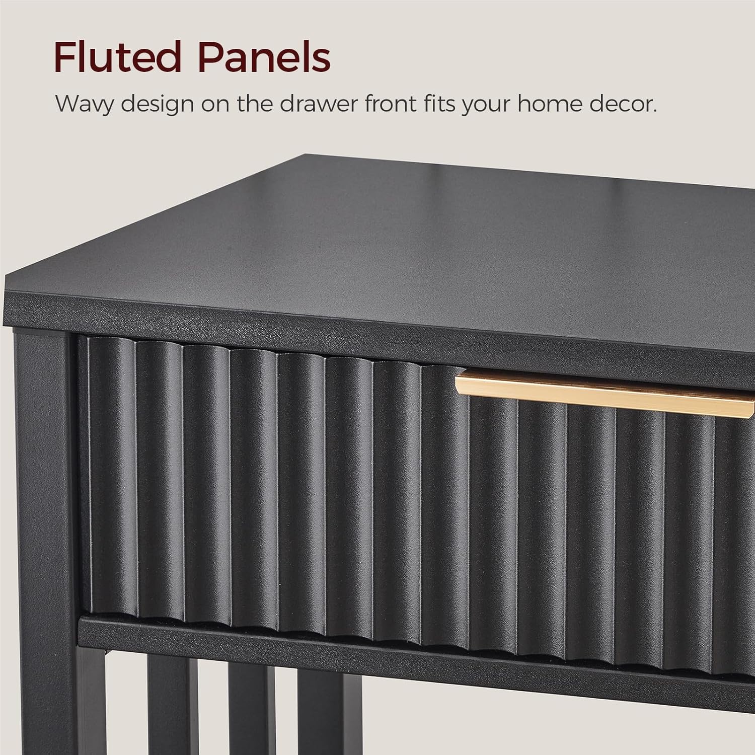 MAHANCRIS Console Table, Narrow Long Entry Table with Storage Shelf, 2-Tier Fluted Entryway Table with 2 Drawers, for Entryway, Living Room, Foyer, Hallway, Office, Black CTHB5101