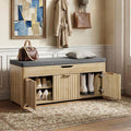 Shoe Bench with Storage - Lift Top Entryway Bench with Hidden Storage, Shoe Rack with Adjustable Shelves and Cushioned Seat, Wooden End of Bed Bench for Bedroom, Living Room and Hallway,Nature