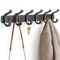 pickpiff Coat Rack Wall Mounted Heavy-Duty: Metal Coat Hanger 6 Hooks for Hanging Hat, Clothes, Robe, Keys, Backpack, Bathroom Towels, Jacket, Purse - Closet, Door, Entryway, Mudroom (Black, 1 Pack)