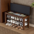 Homleke Shoe Rack Bench with Flip-Top Storage, Solid Wood Entryway Bench with Cushion, Adjustable Shelf, for Hallway, Mudroom, Closet – Walnut, 39.4"